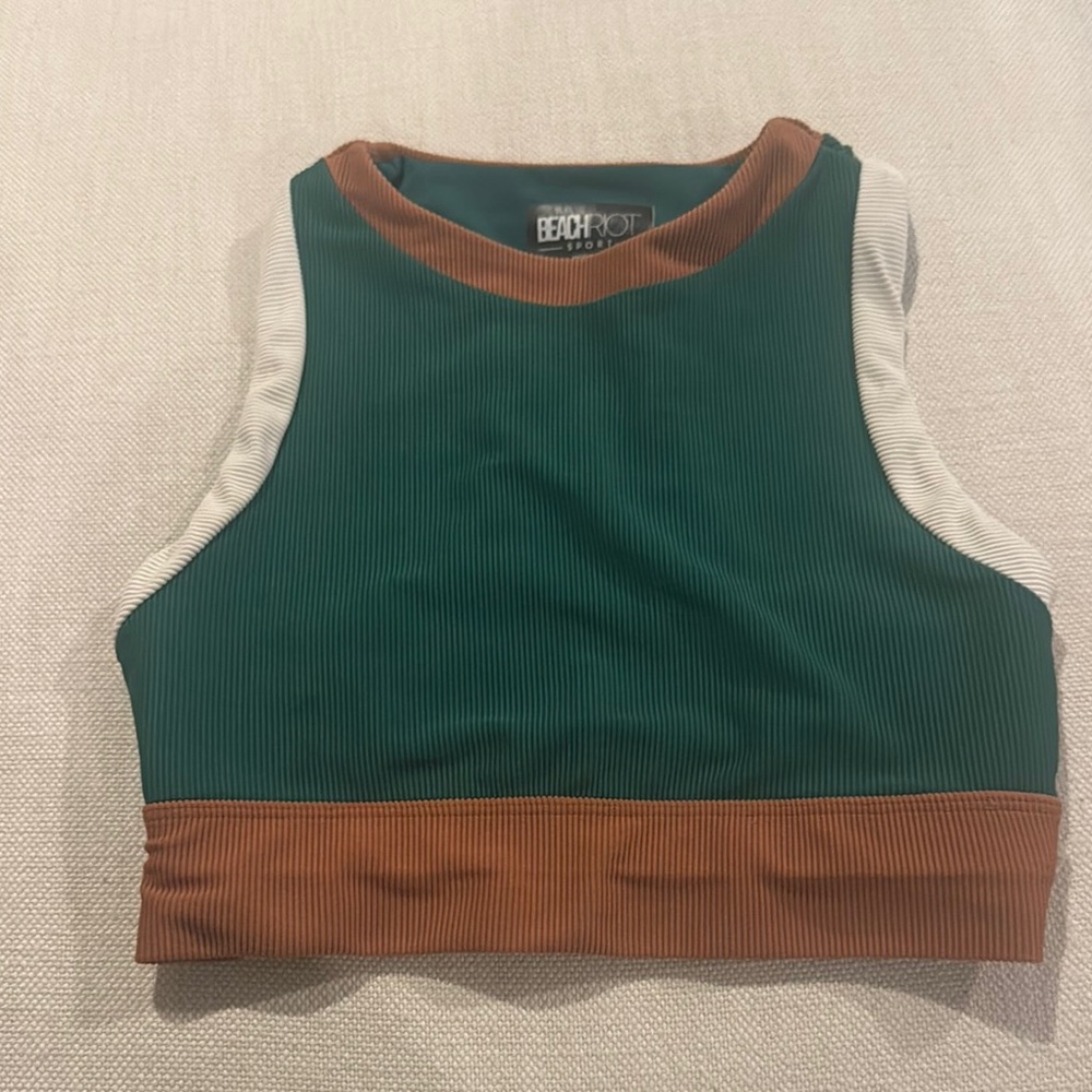 Beach Riot Green Fitted Sleeveless Crop Tank